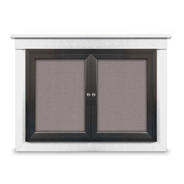 48"x36" 2-Door Enclosed Letterboard, Header, Black Vinyl/Cherry